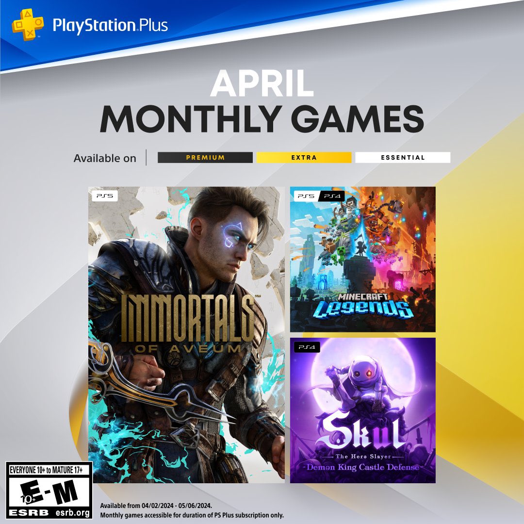De PlayStation Plus games voor de maand april zijn Immortals of Aveum, Minecraft Legends en Skul: The Hero Slayer!

Ga jij deze games spelen op je PS4/PS5 in april? 👀