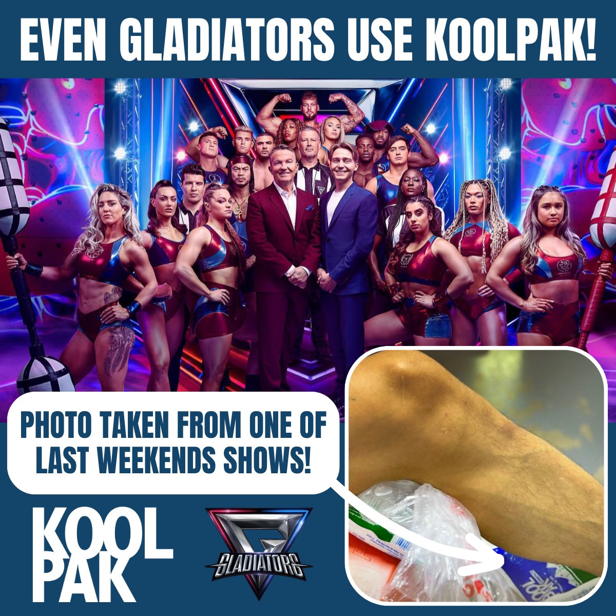 KoolpakUK's tweet photo. Gladiator, are you ready? πͺ Another TV cameo for KoolPak on the famous Gladiators. It just shows that even the very best athletes can get injured so having a KoolPak Instant Ice Pack readily available is essential!
#KoolPak #Gladiators #BBC #tvshow #icepack #coldpack #injury https://t.co/Oh4XQKD7ft