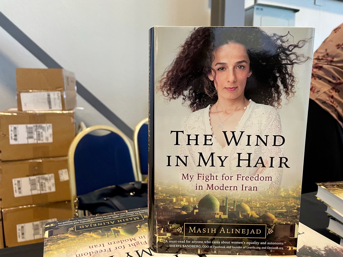 UofRInspire's tweet photo. Ready, set, sign! 📖

Book signing with Masih Alinejad is underway at #ILFyqr! Alinejad's bestselling memoir, 'The Wind in My Hair,' tells her remarkable story of exile and defiance. https://t.co/mfTBKEiHZ8