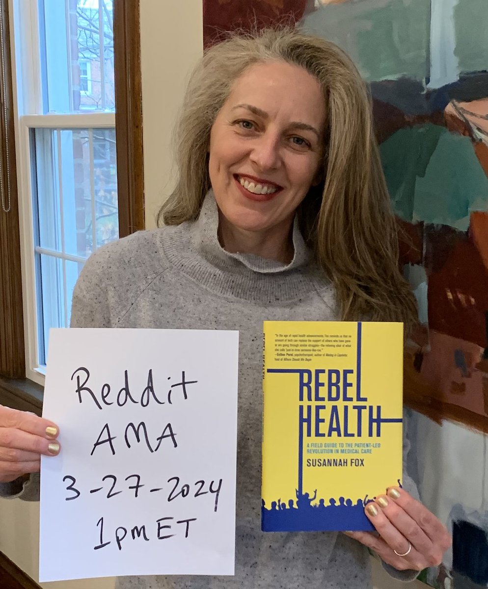 Starting soon, @SusannahFox will be answering your questions from 1 - 3pm ET about Rebel Health and more @reddit_AMA: reddit.com/r/IAmA/comment…