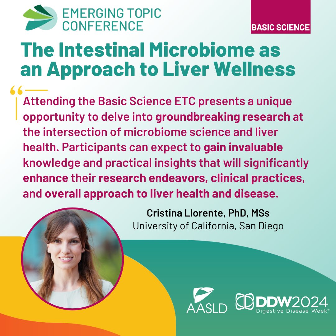 Gain valuable knowledge and practical insights on the crucial role of the microbiome and the intestinal microbiome’s impact on the liver. Don't miss this Basic Science ETC happening May 18-19 at Digestive Disease Week (DDW)! Learn more: aasld.org/basic-science-…