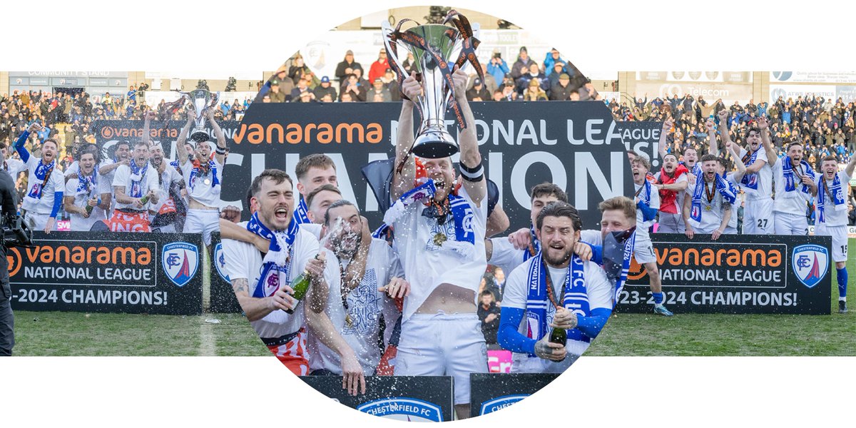 Huge congratulations to #chesterfieldfc on becoming Vanarama National League Champions 2023-24!  It's been an fantastic season and we're so proud to be long term shirt sponsors of such an amazing club! Well done, team!  ⚽💙 Thank you to <a href="/TinaJennerPhoto/">TJP</a>  for the images!