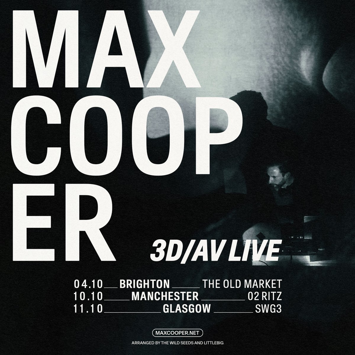 Producer @maxcoopermax has announced three new UK dates for his '3D/AV' Tour! Tickets for shows in Brighton, Manchester and Glasgow go on general sale at 10am tomorrow: gigseekr.com/tour/7cb