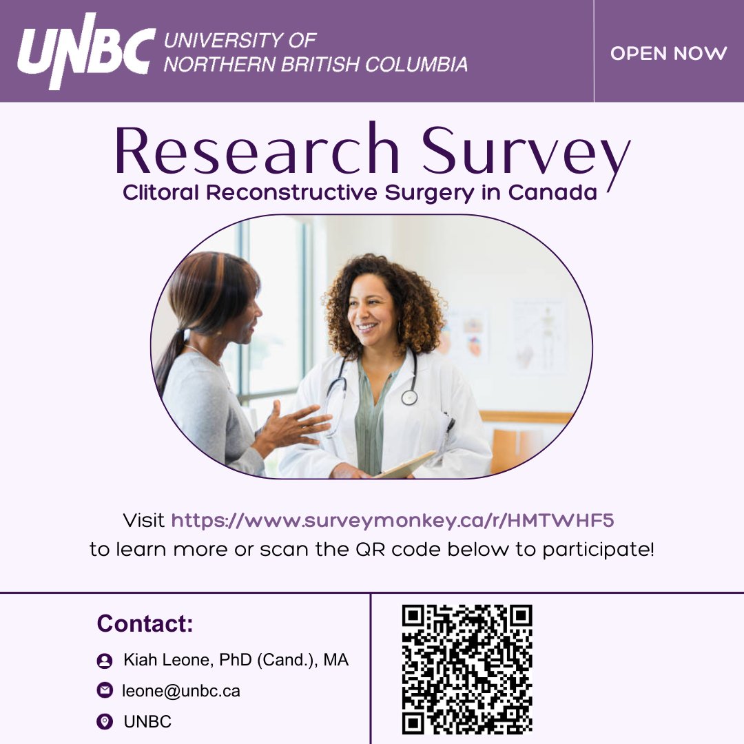 Are you an FGC survivor interested in or has undergone clitoral reconstructive surgery? Consider participating in this research survey for a study focused on understanding and improving the procedure and the quality of care for all survivors. 📲Survey: surveymonkey.ca/r/HMTWHF5