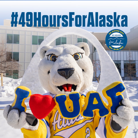 Join the movement, #NanookNation, to make a real difference for our students, research and community impact! 🌟 Your gift could be 2x or 3x through Matches and Challenges with donations of $5+ 💙 💛 Every gift counts. givingday.alaska.edu/giving-day/781… #49HoursForAlaska #UAFGivingDay