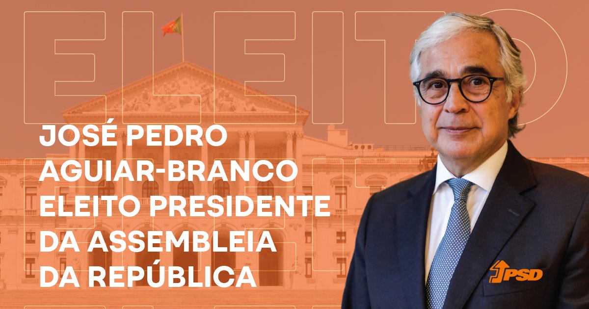 'Não devemos desistir da democracia. Eu não desisto'. José Pedro Aguiar-Branco foi hoje eleito Presidente da Assembleia da República.