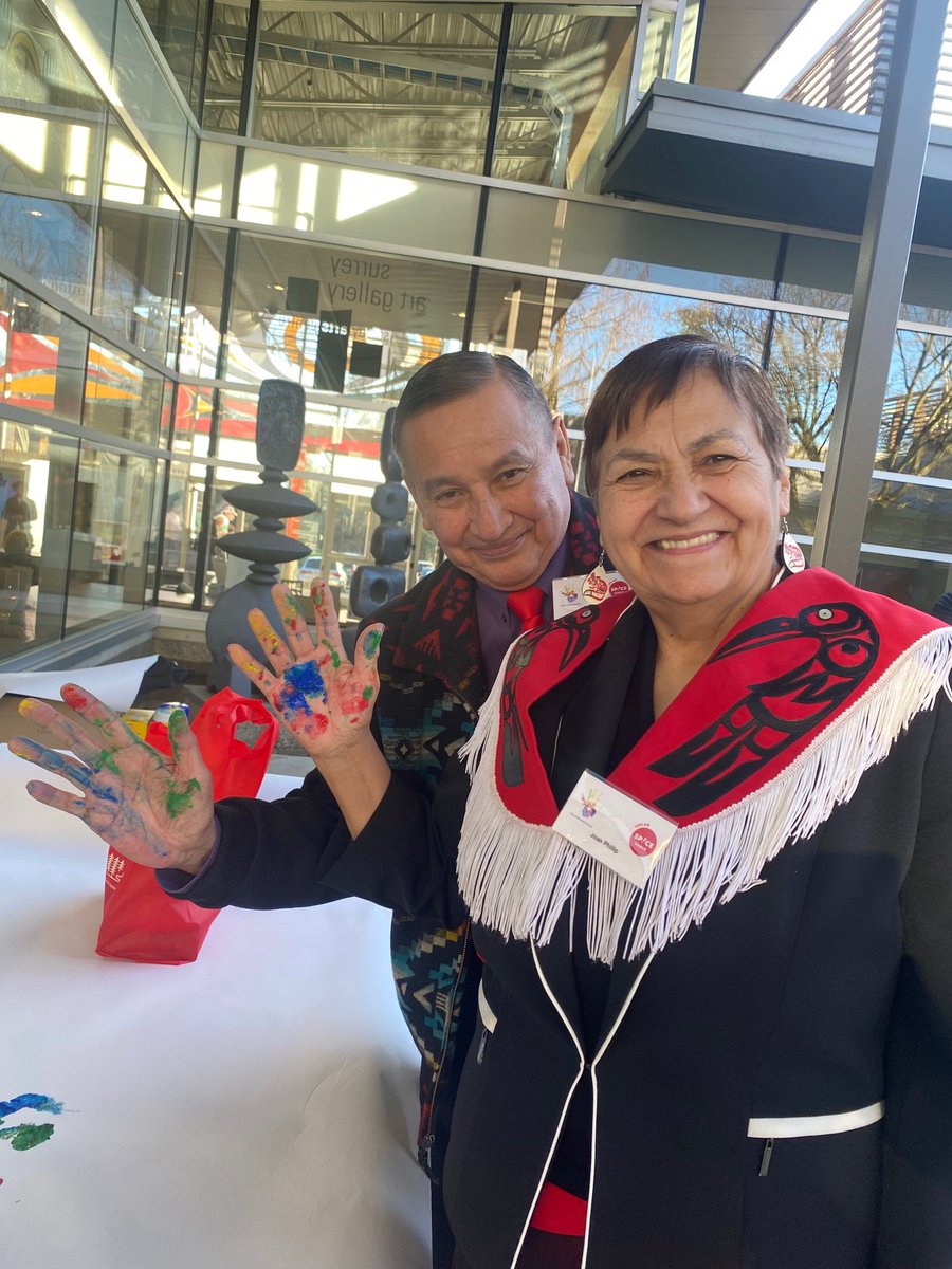 HandsRacism's tweet photo. Thanks to @UBCIC Grand Chief Stewart Philip and his wife honourable MLA @NdpJoan for joining @SpiceRadioVan ‘s annual Hands Against Racism event in Surrey this past Sunday. A Red Power couple indeed. ✊ https://t.co/m146N7FZpN