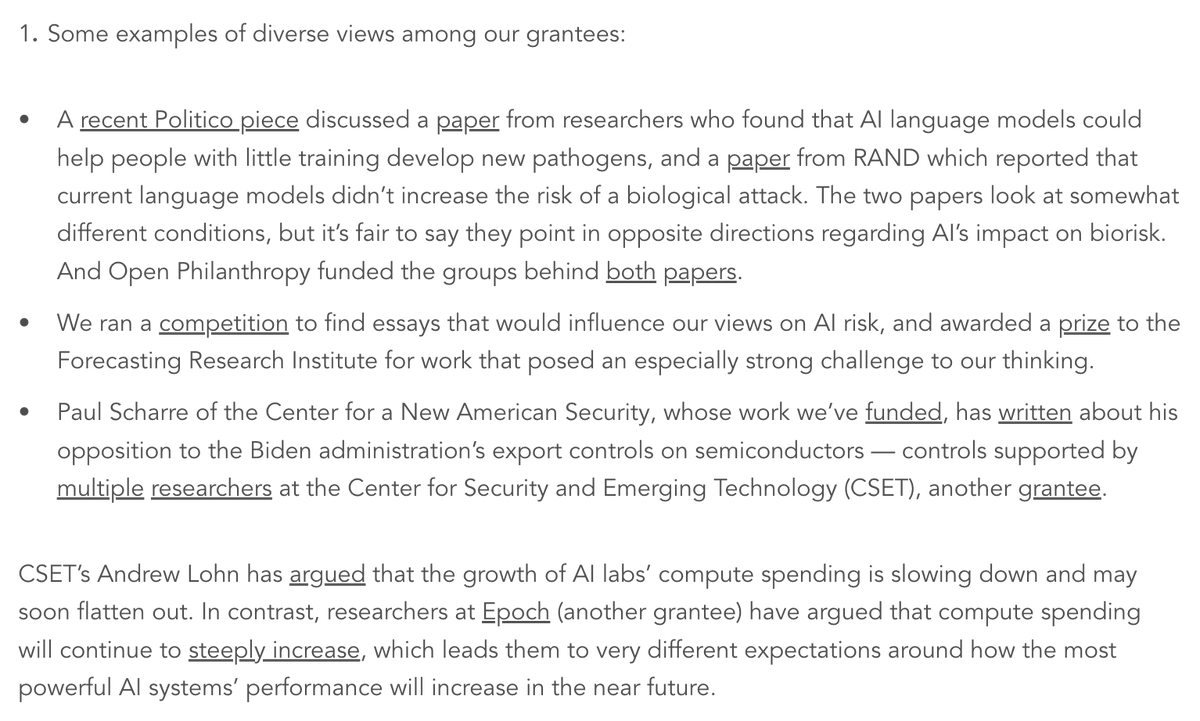 Great post. I think my favourite bit is this footnote which notes that treating Open Phil or AI safety as a monolith is really mistaken: