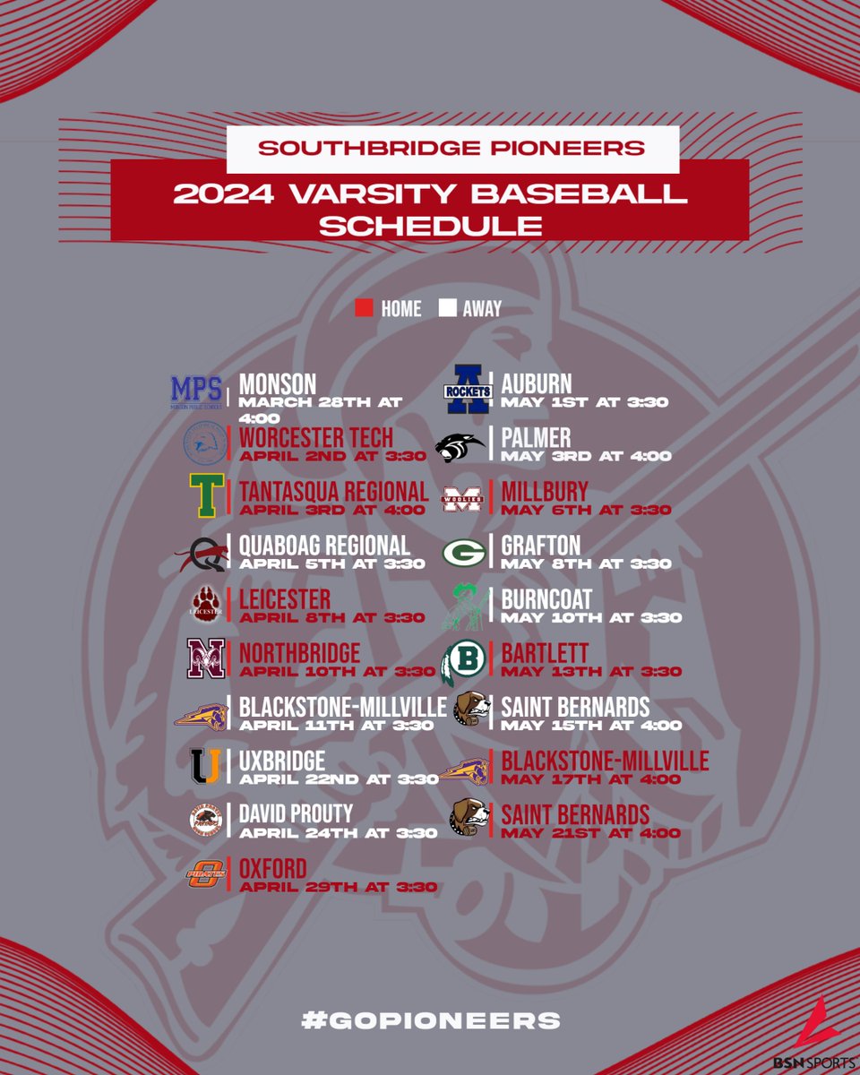 Southbridge Athletics (@smhs__athletics) on Twitter photo <a href="/SMHS__Athletics/">Southbridge Athletics</a> Baseball fans, reminder we start our season tomorrow (🌧️pending) playing at Monson HS at 4:00pm. Excited to see the growth from last season with Coach Cutler back at the helm! #GoPioneers <a href="/SMHS__Athletics/">Southbridge Athletics</a> Baseball fans, reminder we start our season tomorrow (🌧️pending) playing at Monson HS at 4:00pm. Excited to see the growth from last season with Coach Cutler back at the helm! #GoPioneers