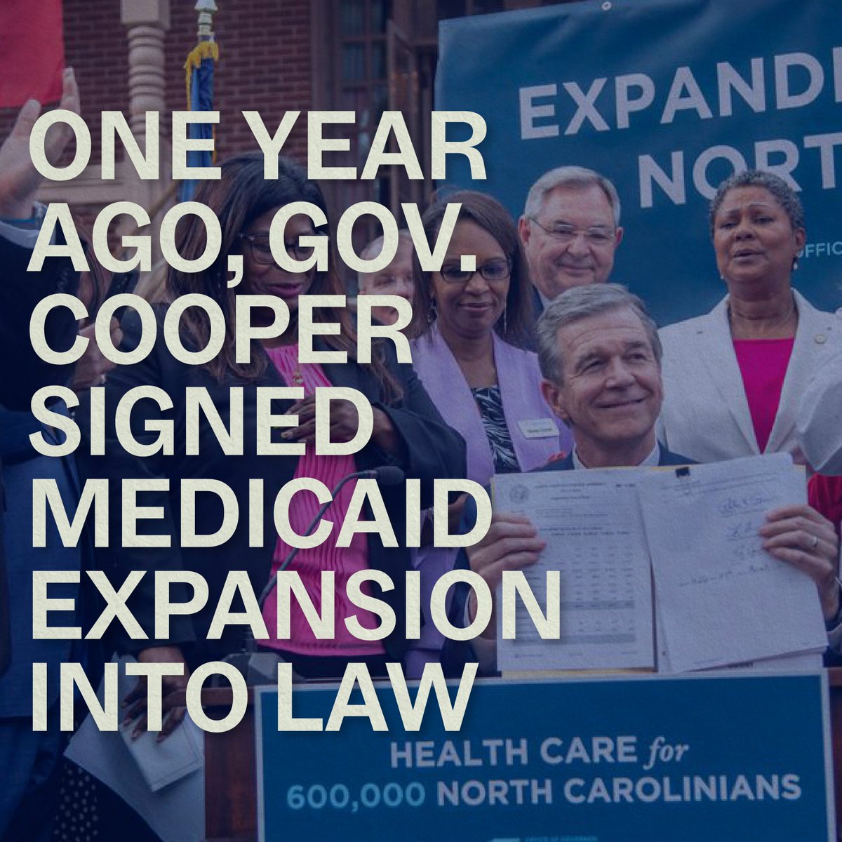It’s the *one year anniversary* of Gov. @RoyCooperNC signing Medicaid expansion into law!

And now, more than 600,000 North Carolinians have access to affordable, quality health care. #DemGovsGetItDone