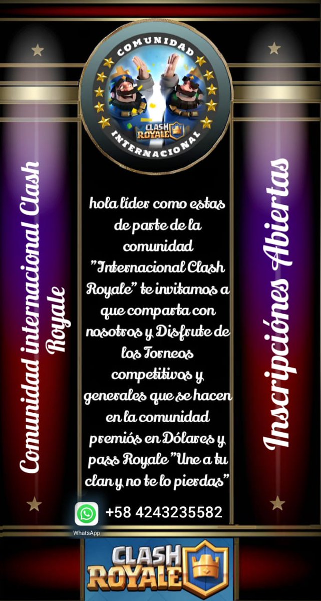 ClashVenezuela_'s tweet photo. La comunidad internacional de clash royale nos pidió enviarles un comunicado.👀🔥

Si quieren ser parte de la comunidad internacional, pueden escribir al número de la publicación o escribeles en su cuenta (@clash_comu26150) ✍🏻

Gran organización y equipos de buen nivel🔥🤩 https://t.co/MEKzEMm3tE