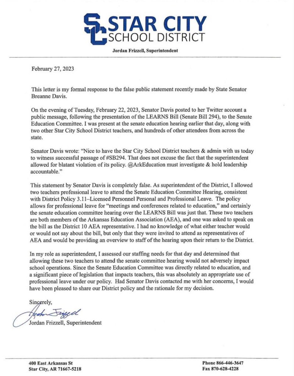 thetrueshelby's tweet image. Here’s the superintendent’s response to @BreanneDavis’s false accusations 🔽🔽🔽