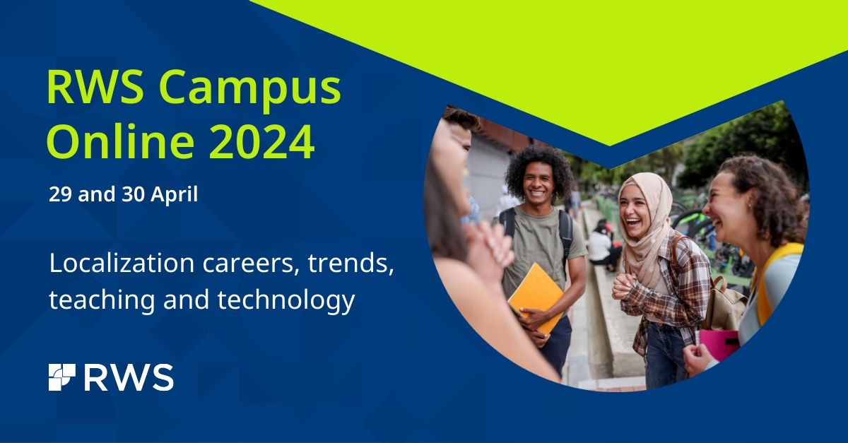 RWSGroup's tweet photo. #RWSCampusOnline is back!!
Whether you are a #student exploring #l10n career paths, a lecturer seeking inspiration for teaching, or just curious about the impact of #AI and the evolution of #LanguageSpecialists, join us on 29 and 30 April:
https://t.co/n2S1gjtre8 https://t.co/P0ztuO3PYT