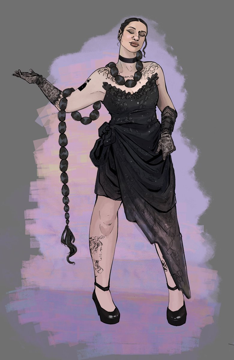 MarsfromVenuss's tweet photo. I started sketching this piece when the streamer awards was going on and then I had to deal with school for the longest time. I was so obsessed with the fact that Niki said her hair was xenomorph inspired that I made it even longer #nikinihachu #nihachuart #nihachu #fanart https://t.co/Q4FM1SCcS9