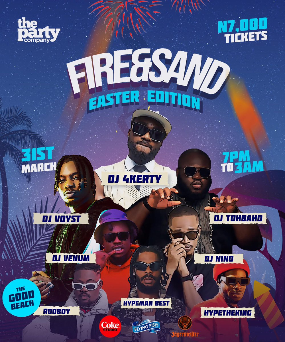 rooboyway's tweet photo. Fire & Sand (Easter Edition)
Donโt miss it! @PartyCompanyNG #FireAndSand https://t.co/genLlrVLHZ