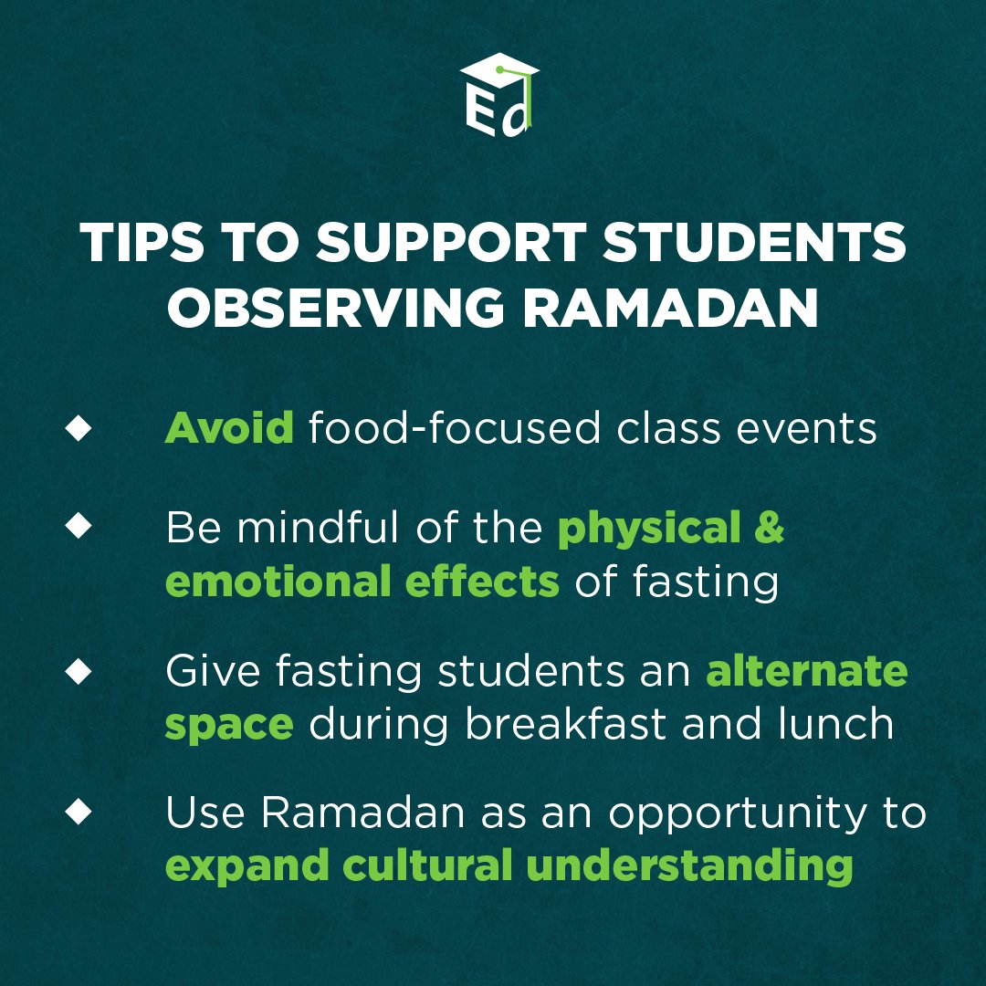 Teachers, administrators, school staff: These tips can help you support students observing #Ramadan. #WednesdayWisdom