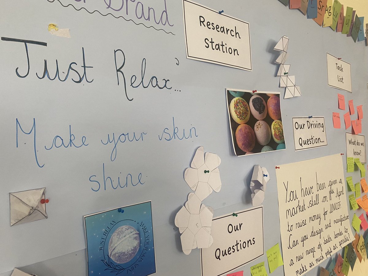 MsWardPBIS's tweet photo. Our project walls have been in full use this week for #PBL week. We started the week with a driving question and have been working as a team to create companies, help the community as well as design and make products #projectbasedlearning #drivingquestion #Project https://t.co/QFAHsXwNs3