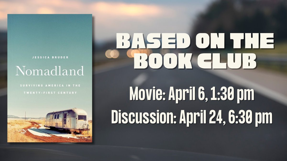 EPL_KS's tweet photo. Join us for a captivating discussion of 'Nomadland' by Jessica Bruder tomorrow! 📚 It's a discussion you won't want to miss! #BookvsMovie #BookDiscussion #bookclub https://t.co/BIlrqifRZe