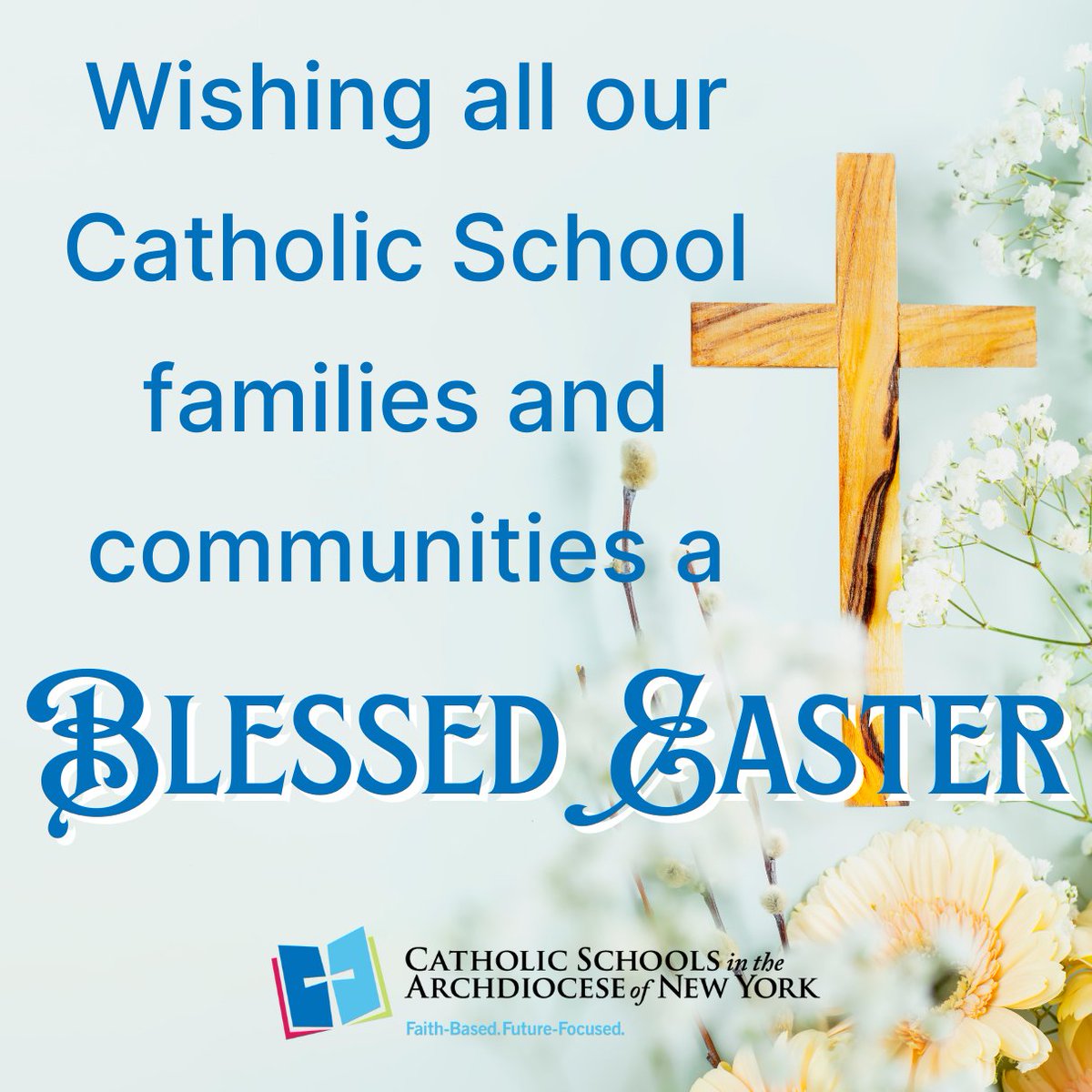 Les deseamos a todos en nuestras comunidades de escuelas Católicas una muy feliz y bendecida Pascua. ✝ Vea nuestro mensaje especial de Pascua aquí: catholicschoolsny.org/wp-content/upl…