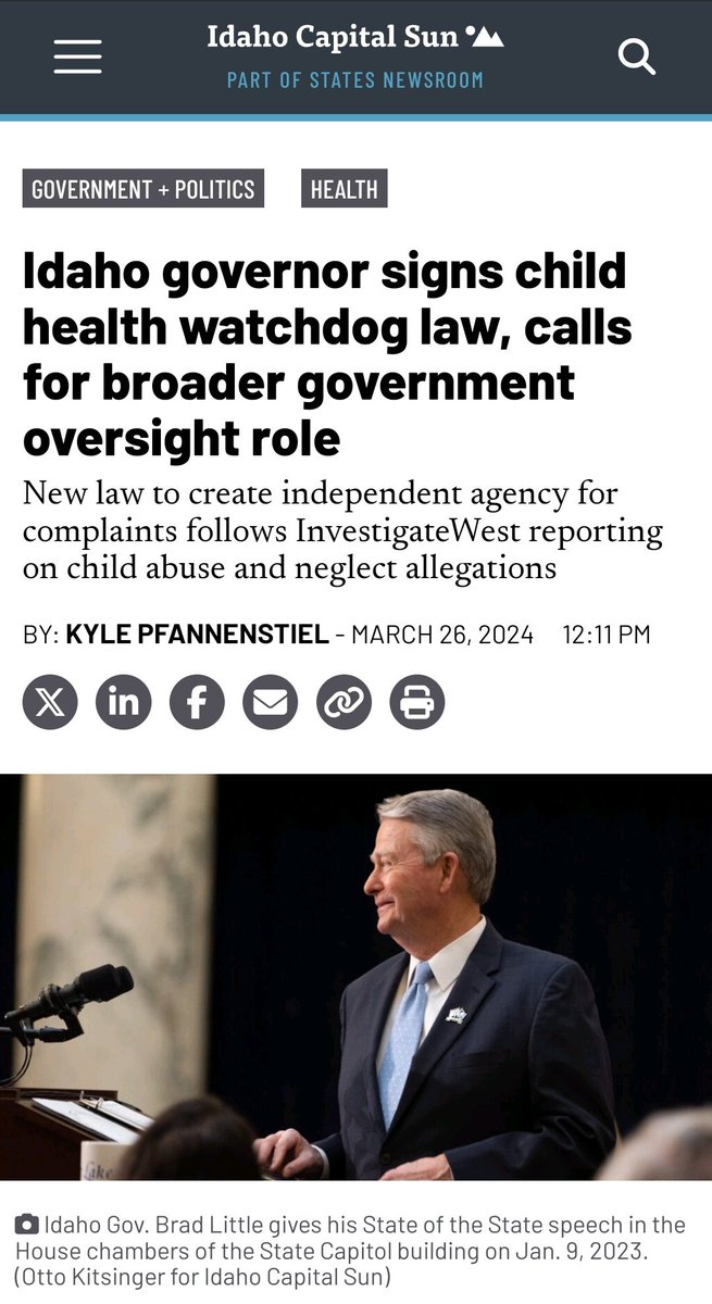 IDAHO
#SAVEOURCHILDREN
#DefundCPS
👀

'Idaho governor signs child health watchdog law, calls for broader government oversight role'

READ 
idahocapitalsun.com/2024/03/26/ida…

BILL 1380
legislature.idaho.gov/sessioninfo/20….