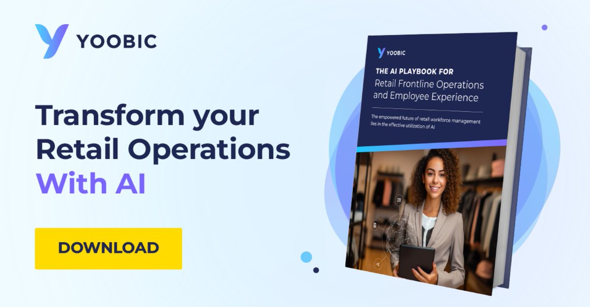 Are you leveraging #AI to streamline store #operations? Get your copy of YOOBIC's new AI Playbook to learn how AI can help you improve operational efficiency and elevate your customer experience: info.yoobic.com/en/download-ai…