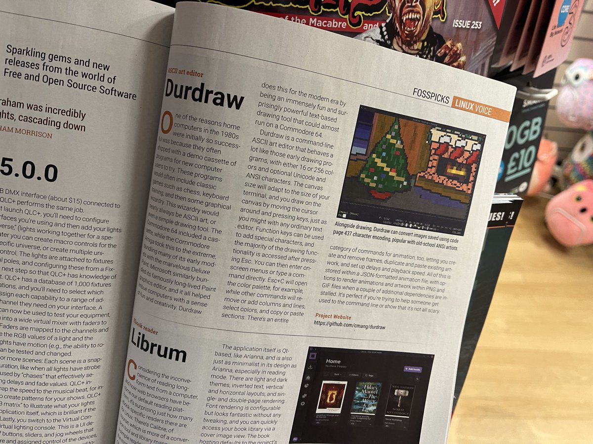 indyjoenz's tweet photo. Wow. Durdraw was written about in the April 2024 issue of Linux Magazine! Thanks Andy Herbert for this photo.  #ansiart #asciiart #linux #textmode #durdraw https://t.co/XVWcYUVVzP