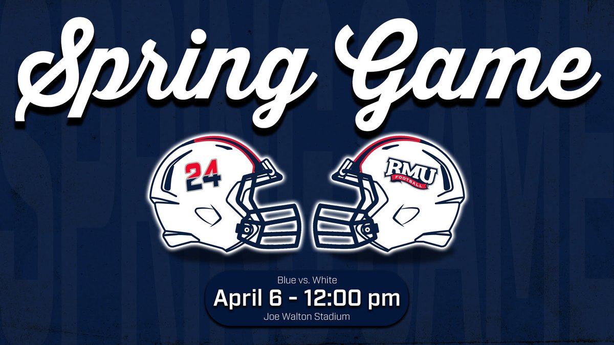 Put this in your calendar and SHOW UP to support your @RMU_Football team. Come check out the development these young men have made this offseason in their pursuit of excellence! @NECFootball we're back! #StairwayToSeven