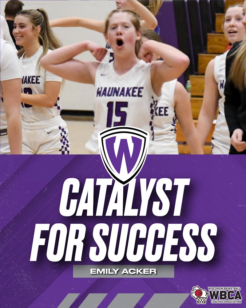 waunakeehoops's tweet photo. Huge shoutout to one of our Captains Emily Acker for being named the “Catalyst for Success Award” winner by the WBCA!!! The award was chosen based off Emily’s Passion, Discipline, Humbleness, Selflessness, and Perspective. #FAMILY #waunakeeway https://t.co/1ytSU79BYA