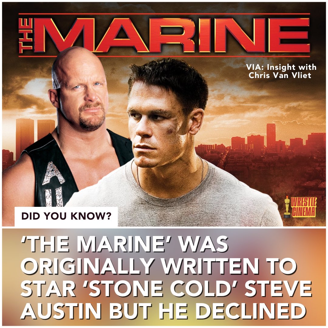 WrestleCinema's tweet photo. What if John Cena had never starred in 'The Marine' and instead it was 'Stone Cold' Steve Austin? How would his acting career have turned out?
#WWE #Wrestling #moviefact #movietrivia https://t.co/gOMJHLRcPv