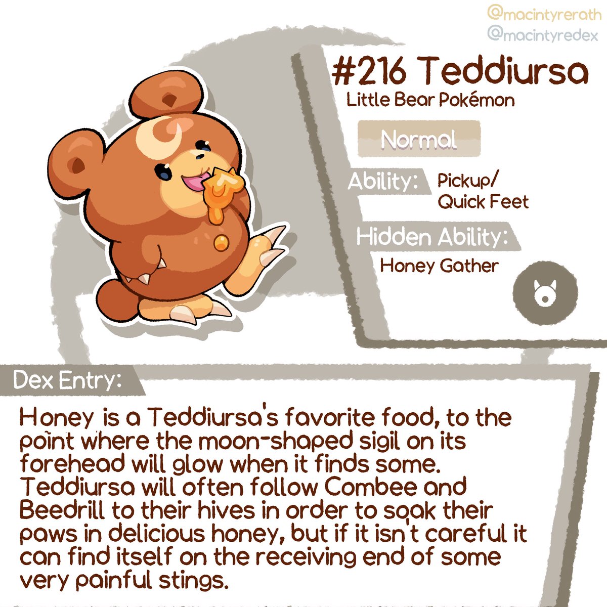 MacintyreDex's tweet photo. New Pokédex entry added!

No.216 Teddiursa https://t.co/NyTrTB7oph