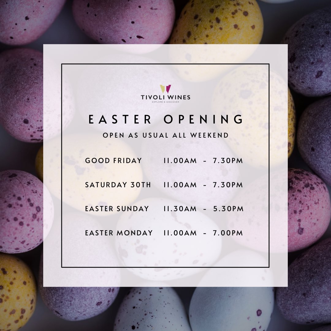 Since the Easter Bunny has scheduled a visit this weekend, we thought we’d let you know that we are open as usual from Good Friday through to Easter Monday. Bank holidays need wine after all… 🐰🍷