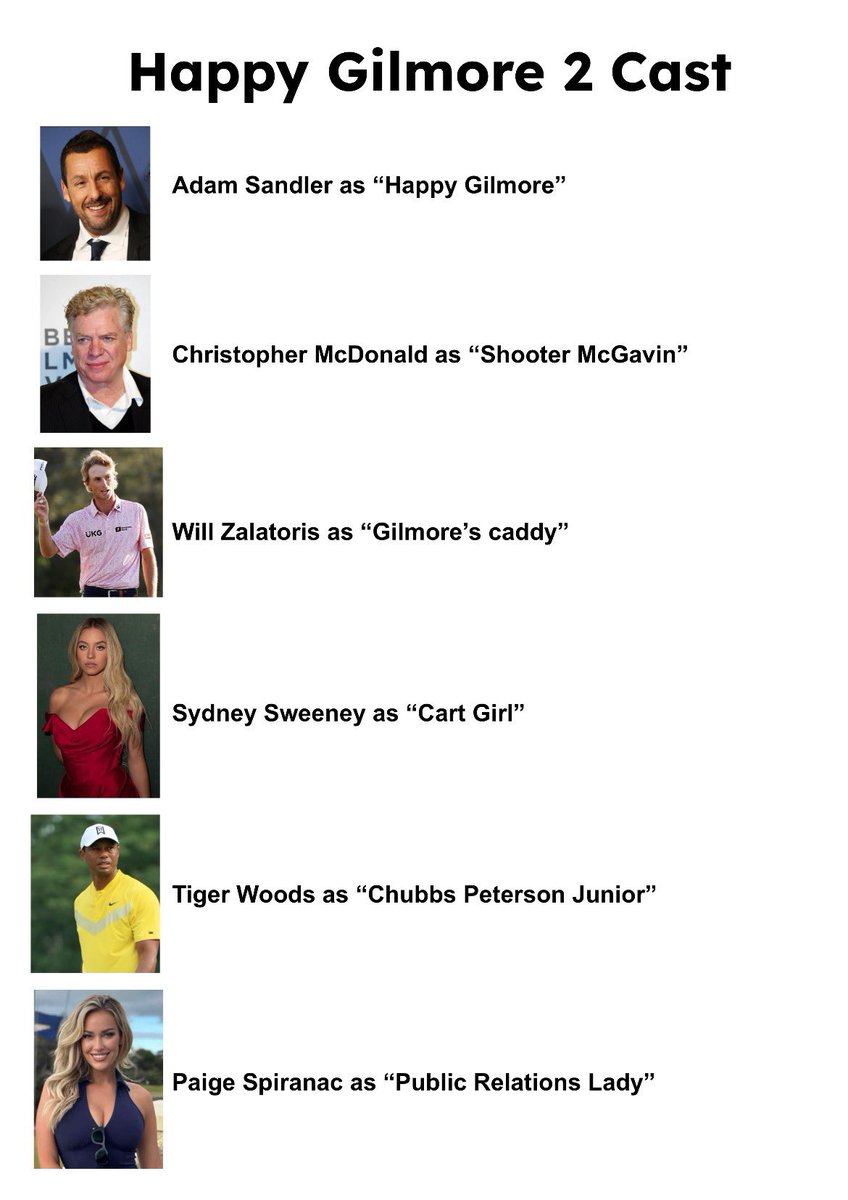 ShooterMcGavin's tweet photo. Happy Gilmore 2 cast thus far https://t.co/rAtjfcL9dX