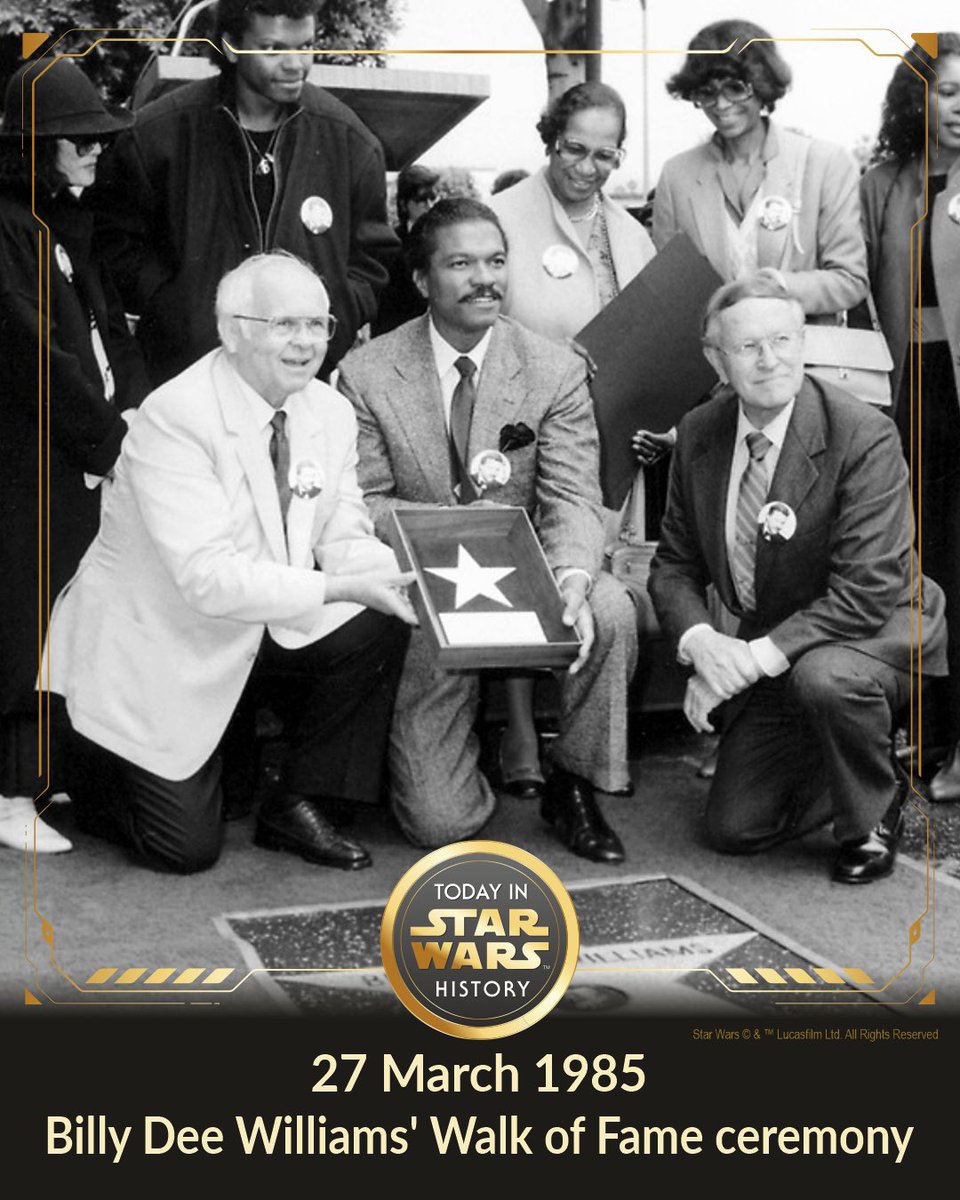 27 March 1985 #TodayinStarWarsHistory  Billy Dee Williams got a star on the Hollywood Walk of Fame. #LandoCalrissian #HollywoodWalkofFame