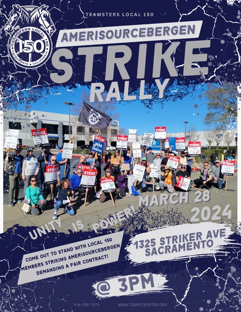 CaliforniaLabor's tweet image. Show your solidarity on the line with @Teamsters Local 150 tomorrow striking at Amerisourcebergen in Sacramento demanding a fair contract! #StrikesWork #WhenWeFightWeWin
