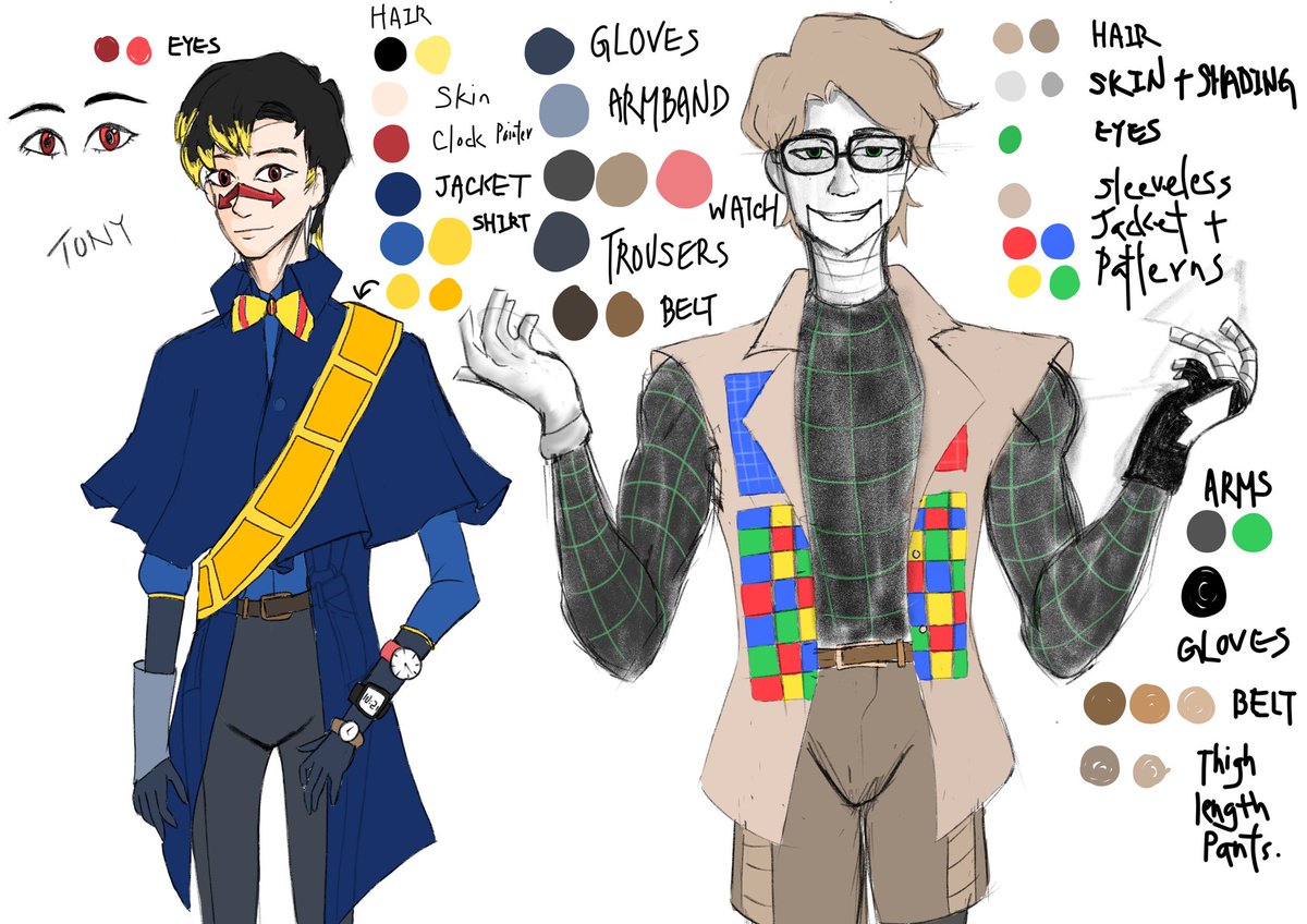 Creator1NotOkay's tweet photo. Human Tony and Colin Reference Sheet!! 
(Drawn back in 2023, Adobe Fresco) 

#DHMIS #digitaltimedhmis #tonythetalkingclock #colinthecomputer #Dhmisfanart 
#digitaltime🖥️⏰ https://t.co/N6fhWUGGQi