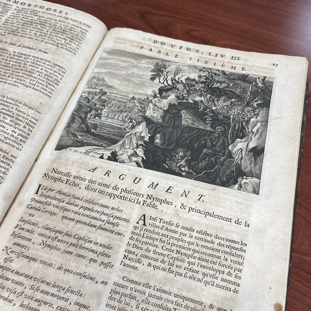 HornbakeLibrary's tweet image. Happy #FableFriday! Have you ever wondered what it might be like to be a flower? You could ask Narcissus, but he probably won't hear you... He's too focused on his own reflection! 💐

Les metamorphoses d’Ovide. Ovid. Brussels, 1677.

#UMDSpecialCollections #rarebooks #oldbooks