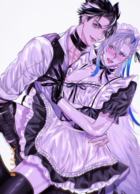 新刊の表紙(?)絵可愛くかけたんでせっかくなので加工して遊んだ#リオヌヴィ #wriolette 