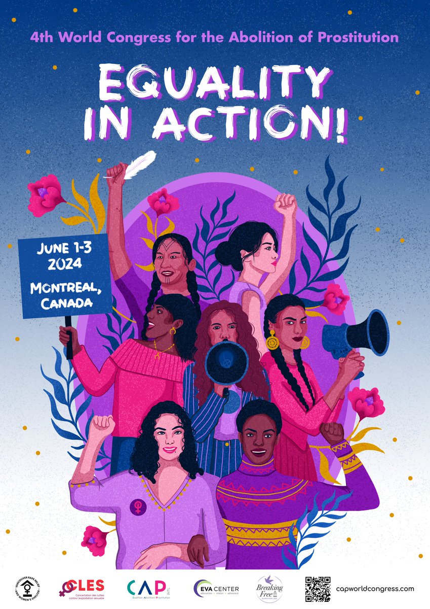 65 days to go until the 4th World Congress for the Abolition of Prostitution #EqualityinAction! ✊ We are super proud to share with you the official poster of the Congress! 👇 Haven't got your ticket yet? Register now 👉 bit.ly/EqualityInActi…