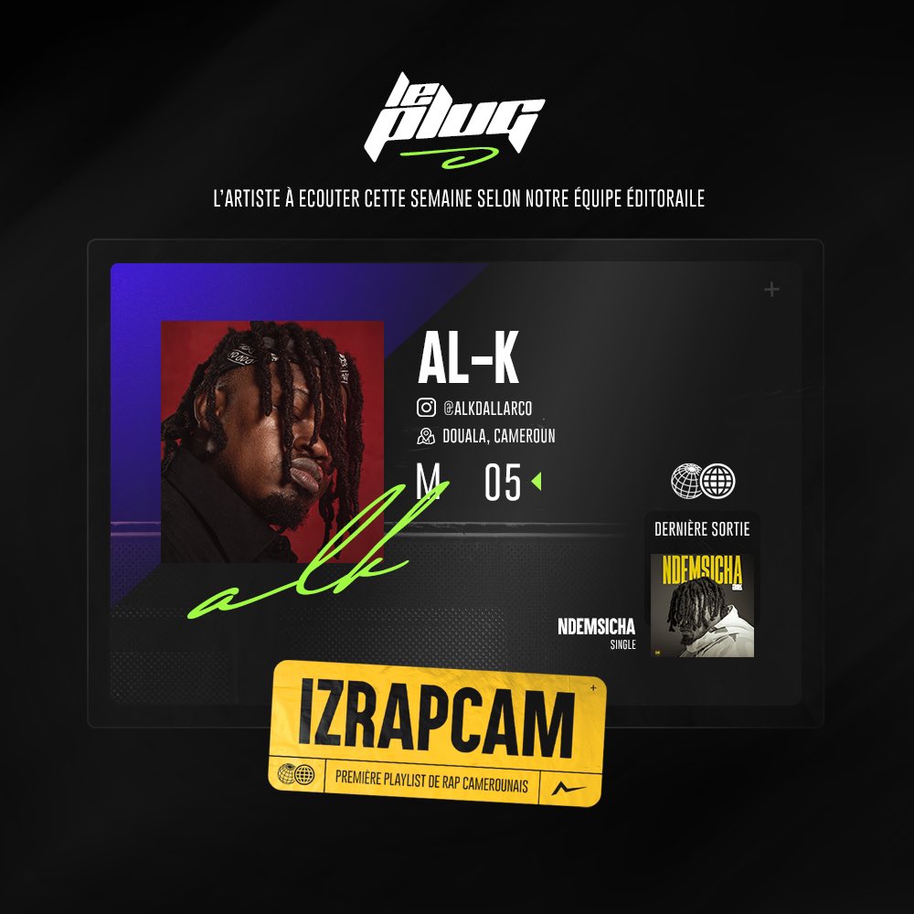 izrapcam's tweet photo. @AOoriginals @BksJames @Lifkanomore @alkdallarco @ValseroGeneral @DonRayOfficial @itsyoboiMalik @Bangou_boy @Dashor_ @Xzafrane237 Cette semaine dans #LePlug 🔌 de la première playlist de rap camerounais sur Spotify découvrons @alkdallarco, artiste au potentiel plus que perceptible ✨

« Ndemsicha » maintenant sur IZRAPCAM via ➡️ https://t.co/TSlmgldCFF

#izrapcam #RapCamer https://t.co/wAmnKnyV17