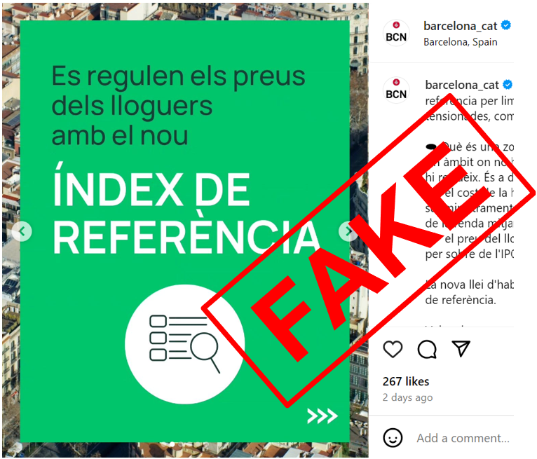 SindicatLloguer's tweet photo. 🚨ALERTA: CAMPANYA FAKE!🚨
L'Ajuntament de @barcelona_cat està fent una campanya de desinformació sobre la regulació dels lloguers.
Amaguen el més important: NO ES POT APUJAR el lloguer respecte el contracte anterior.

ℹ️ Info correcta a la nostra web: https://t.co/gkraM8REKh https://t.co/YJM7pbBMXj