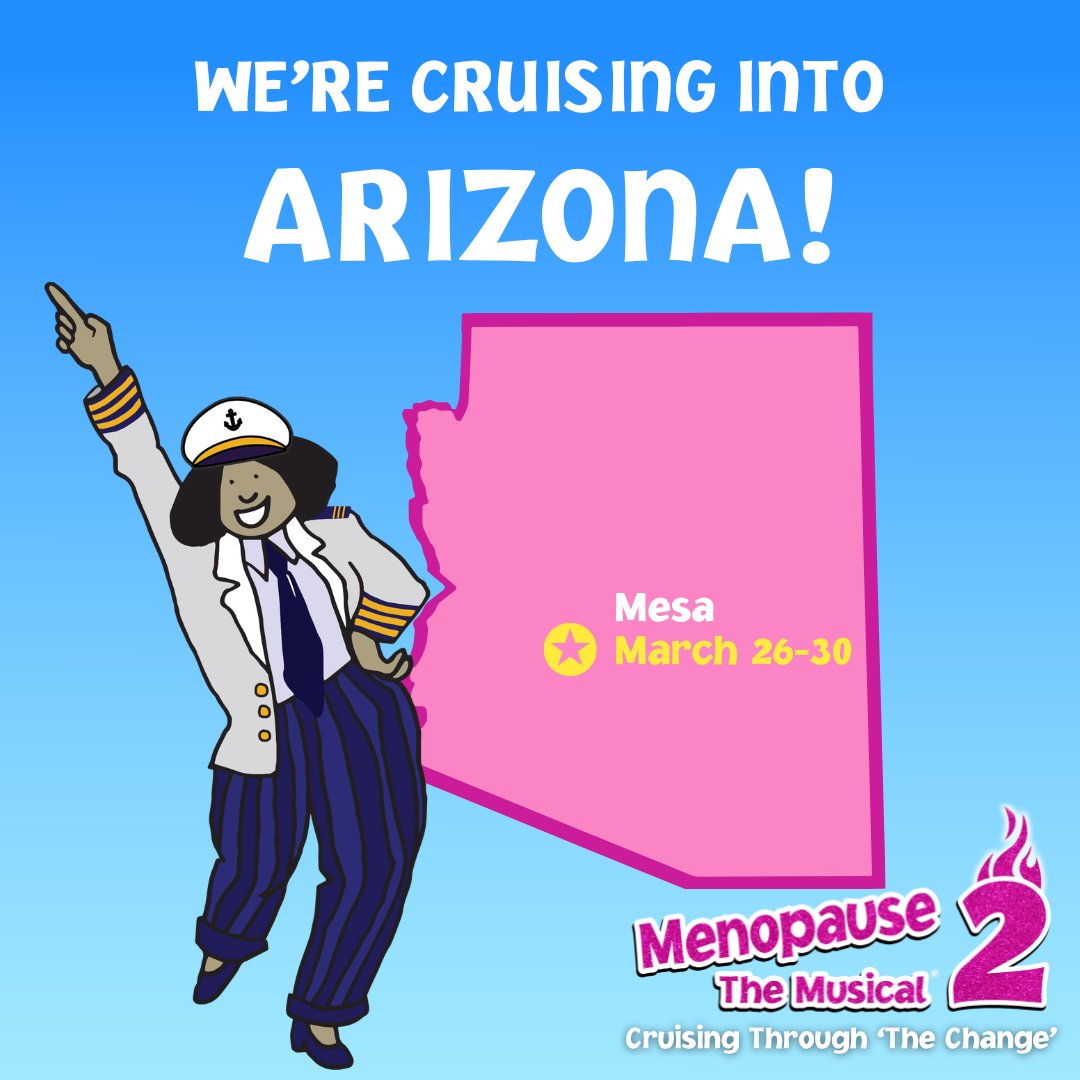 menomusical's tweet photo. 📍Mesa, AZ March 26-30 at Mesa Arts Center - Piper Repertory Theater
Will we see you there? Comment below!
🎟️Get your tickets today at https://t.co/zjOWoyUflY
#menopausethemusical2 #women #menopausesupport #menopausematters #menopausehumor #hotflashes https://t.co/Vm6VlagA7i
