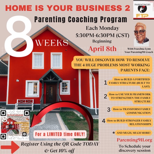 FrazelmaL's tweet photo. HARD WORKING PARENTS! Wouldn't it be great to get home from a hard days work and find everything calm at home? Parenting911 Coach, Frazelma Lynn, will share the steps to get it done. Register for this LIVE 8 wk Webinar: HOME IS YOUR BUSINESS 2 https://t.co/v2I43vKfY7