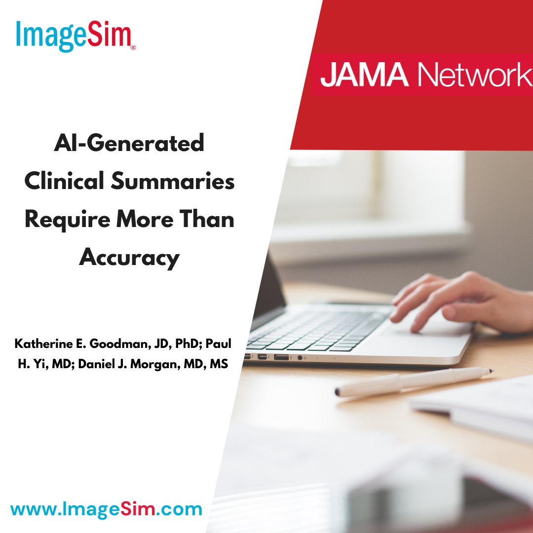 🌐ImageSim.com

Click below to read the full article:

lnkd.in/gWkeB-GA

#imagesim #cme #researcharticle #research #ai #accuracy #DigitalHealth
#AIHealthcare #ClinicalAI #HealthcareInnovation #ArtificialIntelligence
#EHealth #PatientCare #HealthIT #MedicalAI
