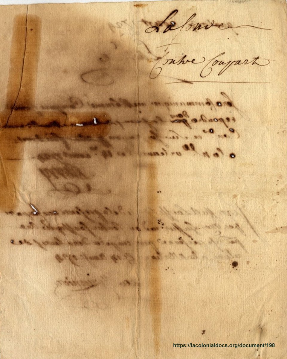 NatBoundUnbound's tweet photo. Revelations from Legal Records

Because enslavement was a designated status of a person under the law as property, legal records provide many instances where details about the lives of the Indigenous enslaved are revealed.

In a civil court record from 1724 in then Louisiana territory, a young Indigenous woman is identified as a "sauvagesse" belonging to a man named Lasonde.  Lasonde alleges that the woman is suffering from a fever and after examination from the Master Surgeon of the area, it is revealed the fever is a result of being beaten before she was sold. The defendant, Coupart, is ordered to take back the young woman and return the "merchandise" that was used to purchase her.

This woman is unfortunately not named and Coupart only faced legal consequences for deceiving Lasonde and not for beating the woman he sold to him.  Native Bound Unbound is committed to recovering these names and stories.