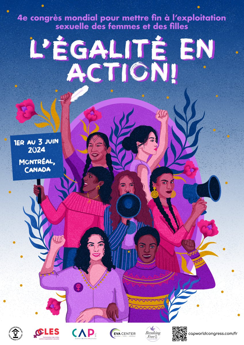 Plus que 65 jours avant le 4e congrès mondial pour mettre fin à l’exploitation sexuelle des femmes et des filles #EqualityinAction ! ✊ Nous sommes fières de partager avec vous l'affiche officielle du congrès ! 👇 Vous n'avez pas encore de billet ? Inscrivez-vous dès maintenant