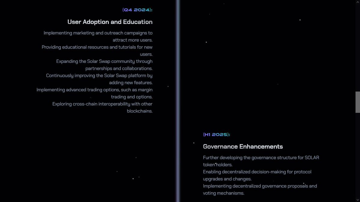0xTEJIRI's tweet photo. 🌞ROADMAP
@SolarSwapDEX has plans for future growth & development.
They have drafted a detailed roadmap that shows how it started & how they intend to build the ecosystem.
Make sure to visit & use #SolarSwap DEX:
https://t.co/DTcQsreZJa
Below is the roadmap⭛⭛⭛
