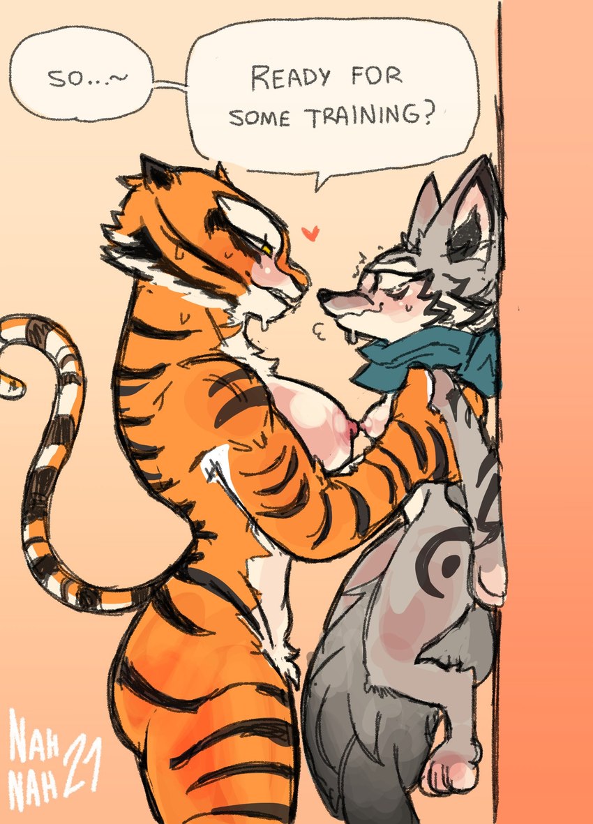 FLAMlNGTIGER's tweet photo. before pulling away, a thick bridge of saliva forming betwixt the tips of their tongues.

"𝘱𝘸𝘦𝘩. . enjoying yourself, now are we~?"

Tigress remarked in a teasing manner, pressing her bountiful bust against Zhen's petite chest.
⠀
Seems like their 'training' was underway. . https://t.co/jgeqraR8mw
