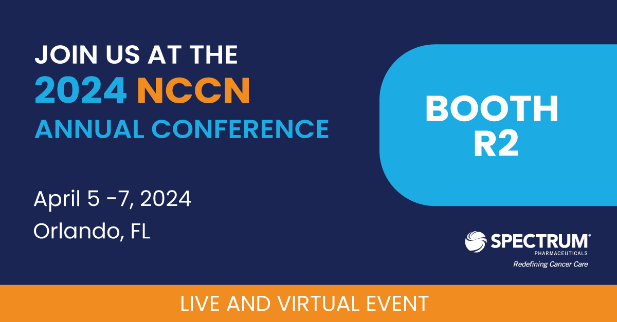 Spectrum looks forward to seeing the #oncology community in Orlando, FL next week for #NCCN2024. Unable to attend? You can find us virtually on the NCCN Virtual Exhibit Floor too! Stop by and say hello to the #SpectrumTeam at booth #R2. Register here bit.ly/3VAzLn5