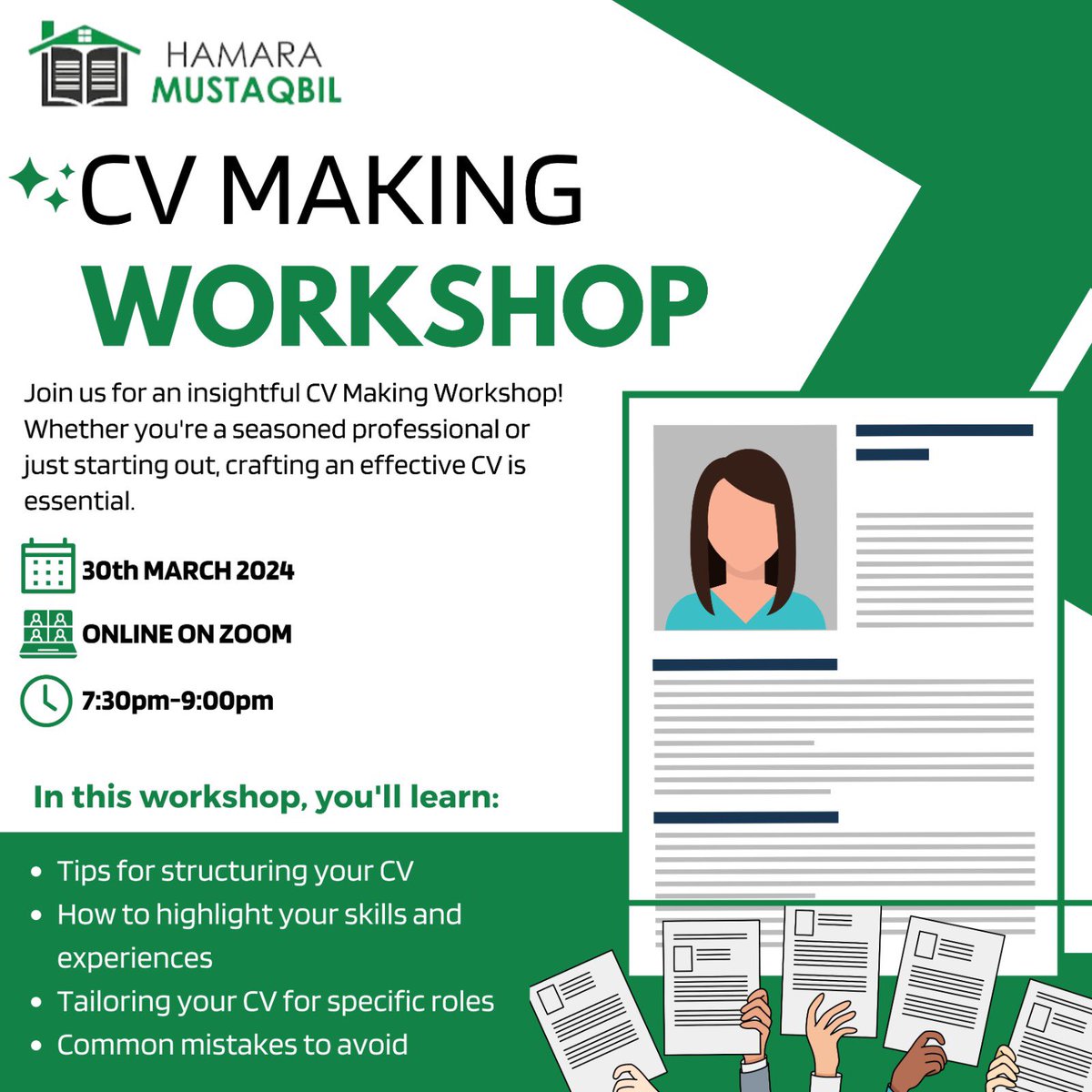 HMustaqbil's tweet photo. In today's fiercely competitive job market, possessing valuable experiences is only half the battle; the ability to make those experiences shine on a well-crafted CV can truly set you apart from the sea of applicants. That's where Hamara Mustaqbil steps in! https://t.co/3rjbi47dEy