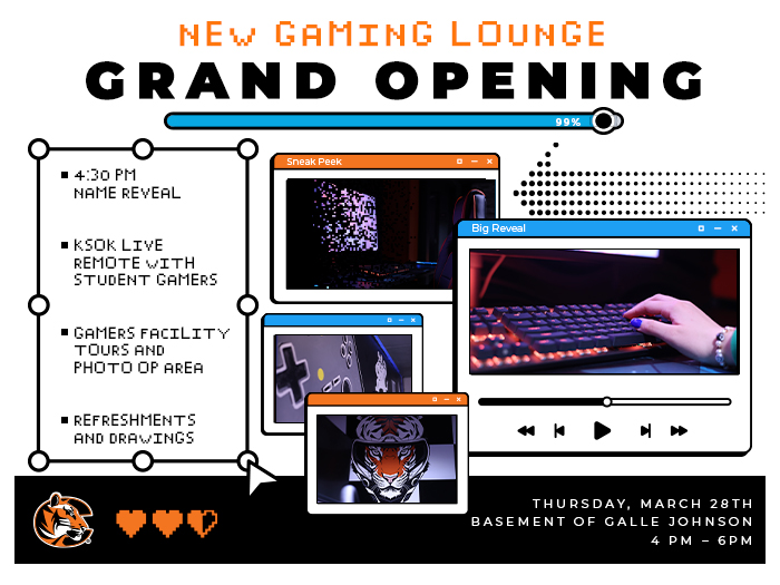 Join us for the Gaming Lounge Grand Opening tomorrow, Thursday, March 28th, in Galle Johnson's basement between 4 pm and 6 pm. @arkansascityarea